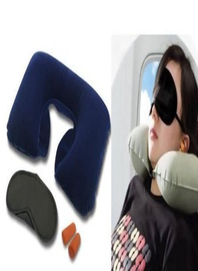 Inditradition Velvet Neck Pillow with Eye Mask & Ear Buds, 3 In 1 Combo Pack (Multicolored) - Image 3